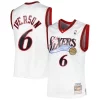 Allen Iverson Dashing Philadelphia 76ers 2001/02 Hardwood Classics Swingman Jersey White/Red