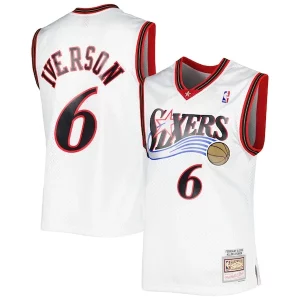 Allen Iverson Dashing Philadelphia 76ers 2001/02 Hardwood Classics Swingman Jersey White/Red