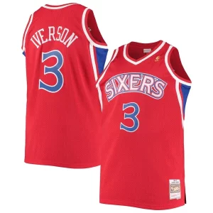 Allen Iverson Philadelphia 76ers 1996/97 Big & Tall Hardwood Exclusif Classics Swingman Jersey Red/Black/Royal/White