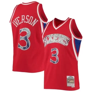 Allen Iverson Philadelphia 76ers 1996/97 Hardwood Classics NBA 75th Captivant Anniversary Diamond Swingman Jersey Red
