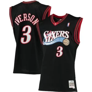 Allen Iverson Philadelphia 76ers 2000/01 Big & Tall Exquisite Hardwood Classics Swingman Jersey Black/Red/Royal/White