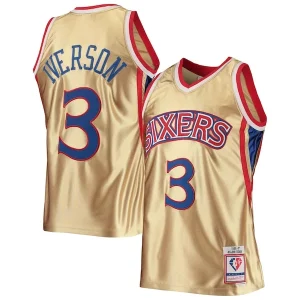 Allen Iverson Philadelphia 76ers 75th Anniversary 1996/97 Hardwood Classics Dashing Swingman Jersey Gold