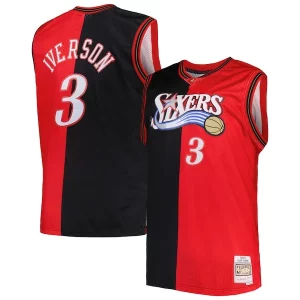 Allen Iverson Philadelphia 76ers Big & Tall Incontournable Hardwood Classics 2000/01 Split Swingman Jersey Black/Red