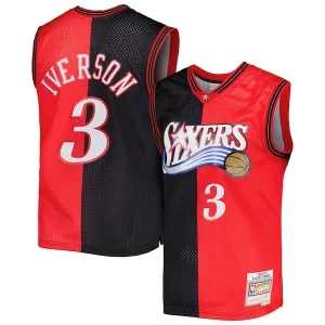 Allen Iverson Philadelphia 76ers Hardwood Tendance Classics 2000/01 Split Swingman Jersey Black/Red