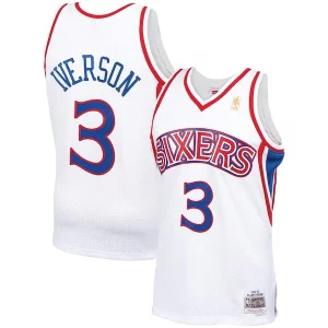Allen Iverson Unique Philadelphia 76ers 1996/97 Hardwood Classics Swingman Jersey White/Red/Royal/Black