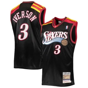 Allen Unique Iverson Philadelphia 76ers 2006 Hardwood Classics Authentic Jersey Black/Red/White