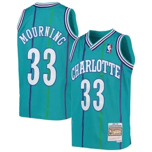 Alonzo Mourning Charlotte Exclusif Hornets Youth 1992/93 Hardwood Classics Swingman Jersey Teal