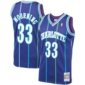 Alonzo Mourning Charlotte Hornets Exceptionnel 1994/95 Hardwood Classics Swingman Jersey Purple