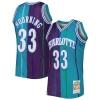 Alonzo Mourning Charlotte Hornets Hardwood Classics Exceptionnel 1992/93 Split Swingman Jersey Teal/Purple