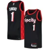 Anfernee Simons Portland Trail Blazers Nike Swingman Player Jersey City Edition Black/Red Haut de gamme