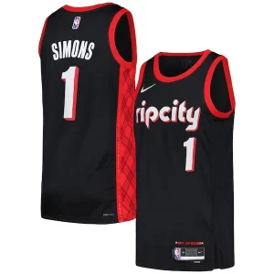 Anfernee Simons Portland Trail Blazers Nike Swingman Player Jersey City Edition Black/Red Haut de gamme
