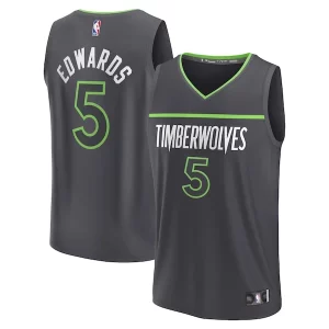 Anthony Edwards Minnesota Timberwolves Youth Fast Break Replica Player Exclusif Jersey Statement Edition Anthracite