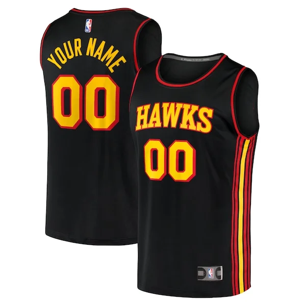 Atlanta Hawks Youth Custom Haut de gamme Fast Break Replica Jersey Black Statement Edition