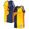 Baron Davis Golden State Haut de gamme Warriors Hardwood Classics 2006/07 Split Swingman Jersey Navy/Gold