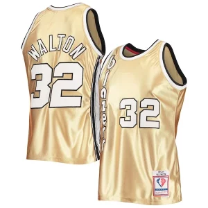 Bill Walton Portland Trail Charming Blazers 75th Anniversary 1976/77 Hardwood Classics Swingman Jersey Gold