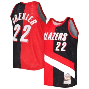 Clyde Drexler Portland Trail Authentique Blazers Hardwood Classics 1991/92 Split Swingman Jersey Red/Black
