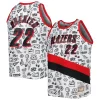 Clyde Drexler Portland Trail Blazers 1991/92 Hardwood Classics Vibrant Doodle Swingman Player Jersey White