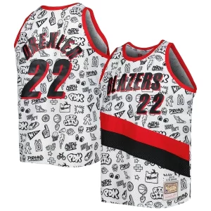 Clyde Drexler Portland Trail Blazers 1991/92 Hardwood Classics Vibrant Doodle Swingman Player Jersey White