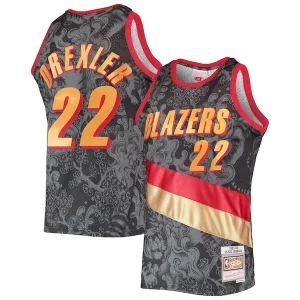 Clyde Drexler Portland Trail Blazers Hardwood Classics 1991/92 Lunar New Year Swingman Distingué Jersey Black