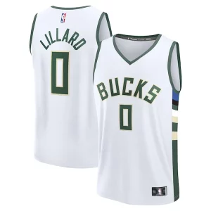 Damian Lillard Milwaukee Bucks Fast Break Replica Player Jersey Association Élégant Edition White