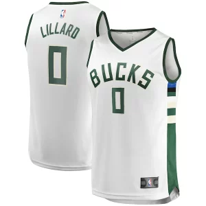 Damian Lillard Milwaukee Bucks Youth Fast Break Player Jersey Association Edition Bold White
