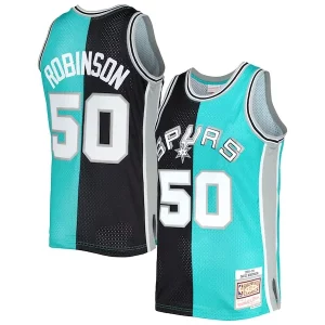 David Robinson San Antonio Stylish Spurs Hardwood Classics 1998/99 Split Swingman Jersey Black/Teal