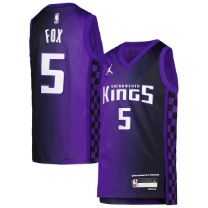 De'Aaron Fox Sacramento Kings Jordan Brand Youth Swingman Jersey Statement Exclusif Edition Purple