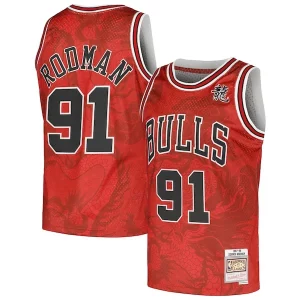 Dennis Rodman Chicago Bulls 1997/98 Hardwood Classics Asian Heritage 6.0 Personalisable Swingman Throwback Player Jersey Red