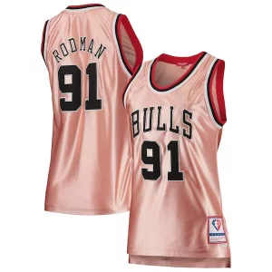 Dennis Rodman Chicago Bulls Women's 75th Anniversary Rose Gold 1997 Swingman Jersey Authentique Pink