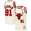 Dennis Rodman Commémoratif Chicago Bulls Chainstitch Swingman Jersey Cream