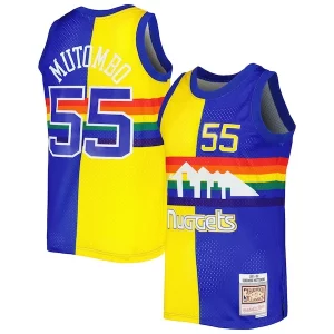 Dikembe Mutombo Denver Nuggets Hardwood Premium Classics 1991/92 Split Swingman Jersey Royal/Gold