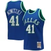 Dirk Nowitzki Dallas Admirable Mavericks 1998/99 Hardwood Classics NBA 75th Anniversary Diamond Swingman Jersey Blue