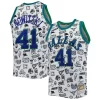 Dirk Nowitzki Dallas Mavericks 1998/99 Sophistiqué Hardwood Classics Doodle Swingman Jersey White