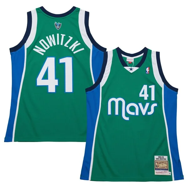 Dirk Nowitzki Dallas Mavericks 2004/05 Hardwood Classics Authentic Jersey Green Bold