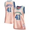 Dirk Nowitzki Dallas Mavericks Authentique Women's 75th Anniversary Rose Gold 1998 Swingman Jersey Pink