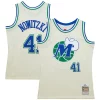 Dirk Nowitzki Dallas Mavericks Chainstitch Swingman Tendance Jersey Cream