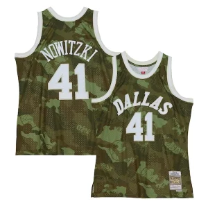 Dirk Nowitzki Magnifique Dallas Mavericks Hardwood Classics 1998/99 Ghost Green Swingman Jersey Camo