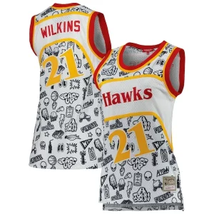 Dominique Prime Wilkins Atlanta Hawks Women's 1986 Doodle Swingman Jersey White