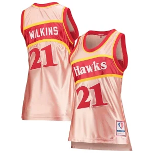 Dominique Wilkins Atlanta Hawks Women's Prime 75th Anniversary Rose Gold 1986 Swingman Jersey Pink