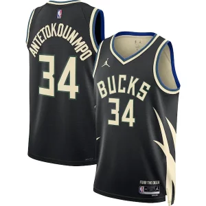 Giannis Antetokounmpo Exquisite Milwaukee Bucks Jordan Brand Unisex Swingman Jersey Statement Edition Black