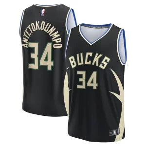 Giannis Antetokounmpo Milwaukee Bucks Fast Break Replica Player Jersey Statement Edition Black Splendide