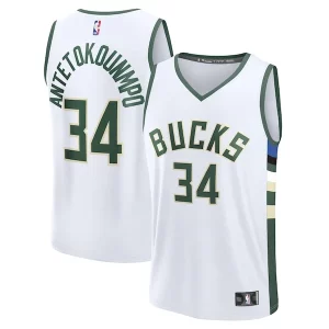 Giannis Antetokounmpo Milwaukee Bucks Fast Commémoratif Break Replica Player Jersey Association Edition White