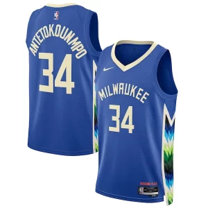 Giannis Antetokounmpo Milwaukee Bucks Nike Unisex 2022/23 Swingman Jersey City Edition Royal Commémoratif