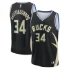 Giannis Antetokounmpo Milwaukee Bucks Youth Fast Break Replica Player Jersey Statement Edition Black Unique