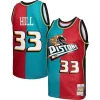Grant Exclusif Hill Detroit Pistons Hardwood Classics 1999/00 Split Swingman Jersey Teal/Red