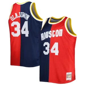 Hakeem Olajuwon Houston Rockets Big & Tall Hardwood Classics 1993/94 Split Swingman Jersey Haut de gamme Navy/Red