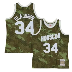 Hakeem Olajuwon Houston Rockets Hardwood Stylish Classics 1993/94 Ghost Green Swingman Jersey Camo