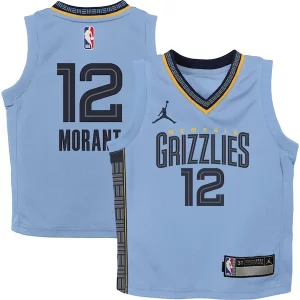 Ja Morant Memphis Grizzlies Jordan Brand Preschool 2022/23 Haut de gamme Statement Edition Jersey Light Blue