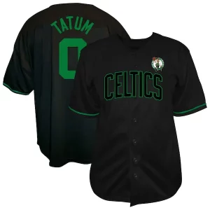 Jayson Tatum Boston Celtics Profile Big & Tall Name & Number Premium Button Up Jersey Black