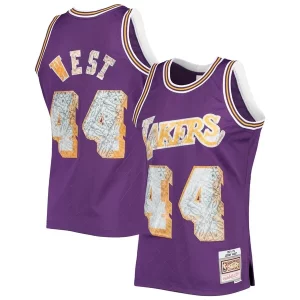 Jerry West Los Angeles Lakers 1971/72 Hardwood Classics NBA 75th Anniversary Diamond Swingman Jersey Incontournable Purple